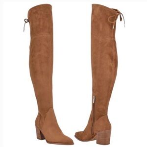 Marc Fisher Comara Over The Knee Pointed Toe Boot Cognac Suede Size 6
